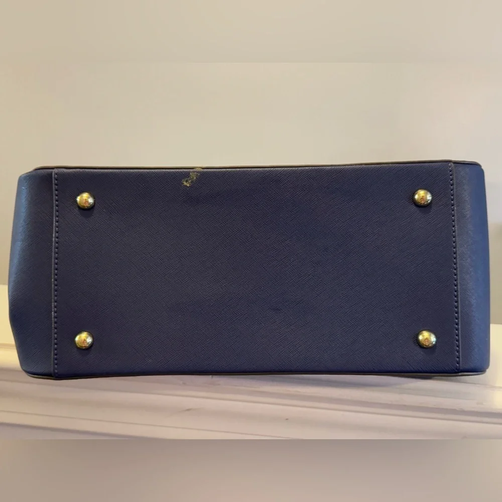 Anne Klein “Black New Recruits” blue  Large Structured Satchel Women Handbag - Picture 9 of 10